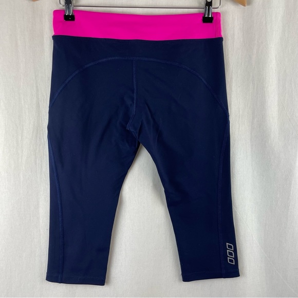 Lorna Jane Navy with Hot Pink Waist Band Cropped Tights M - Picture 2 of 5